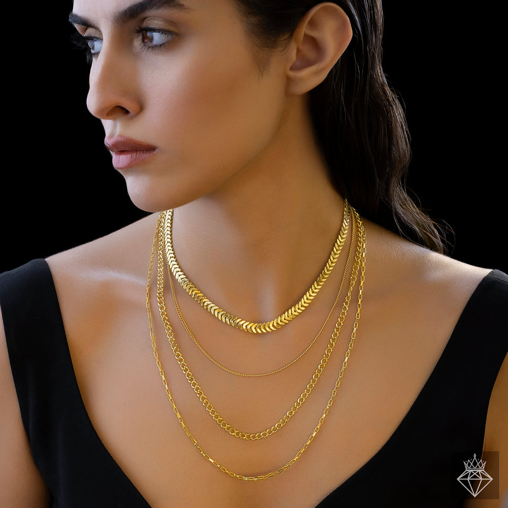 PRAO Anti-Tarnish Four-Layer Chain Necklace