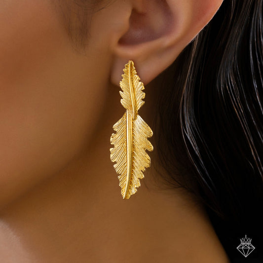 PRAO Anti-Tarnish Leafy Dangler Earrings