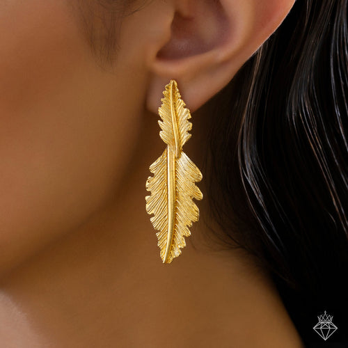 PRAO Anti-Tarnish Leafy Dangler Earrings
