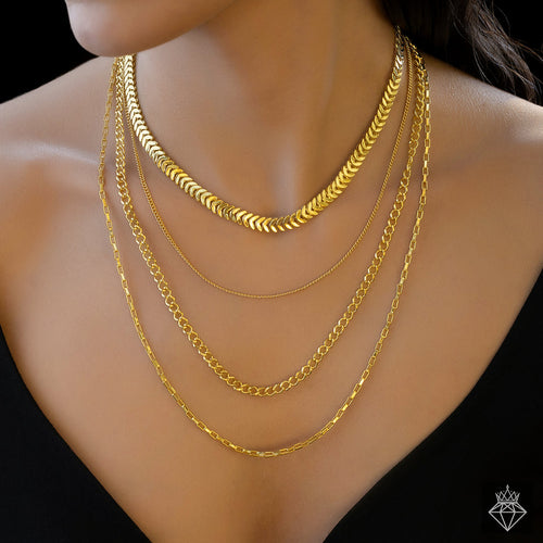 PRAO Anti-Tarnish Four-Layer Chain Necklace