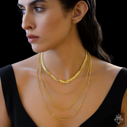 PRAO Anti-Tarnish Four-Layer Chain Necklace