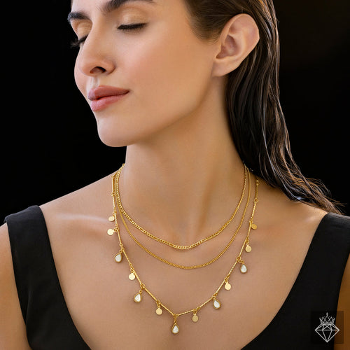 PRAO Anti-Tarnish Triple Layer Chain Necklace